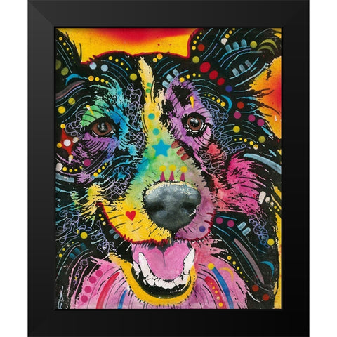 Smiling Collie  Black Modern Wood Framed Art Print by Dean Russo Collection