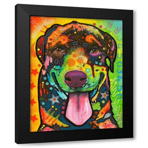 Rottie Pup Black Modern Wood Framed Art Print by Dean Russo Collection