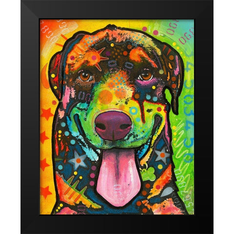 Rottie Pup Black Modern Wood Framed Art Print by Dean Russo Collection