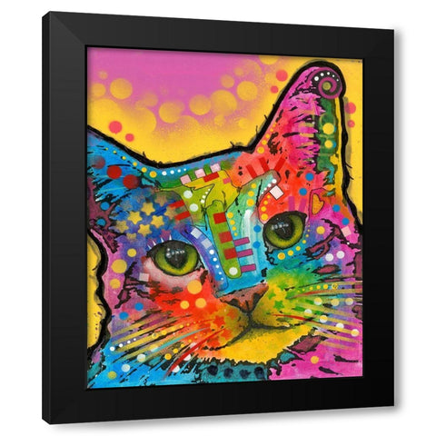 Tilt Cat Black Modern Wood Framed Art Print with Double Matting by Dean Russo Collection