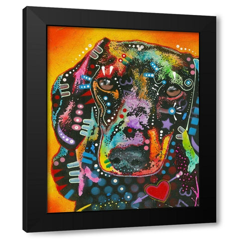 Brilliant Dachshund Black Modern Wood Framed Art Print by Dean Russo Collection