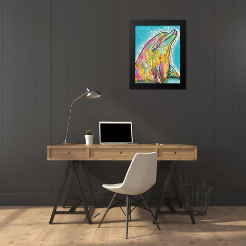 Dolphin Black Modern Wood Framed Art Print by Dean Russo Collection