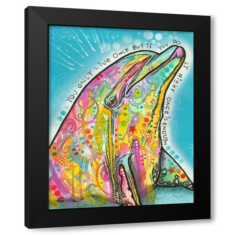 Dolphin Black Modern Wood Framed Art Print by Dean Russo Collection
