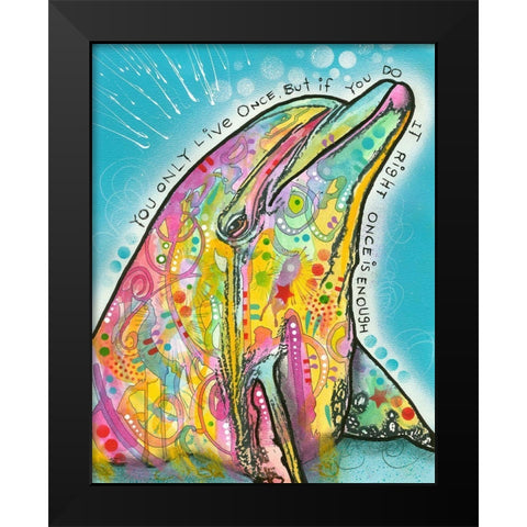 Dolphin Black Modern Wood Framed Art Print by Dean Russo Collection