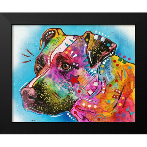 Pit Bull Star Black Modern Wood Framed Art Print by Dean Russo Collection