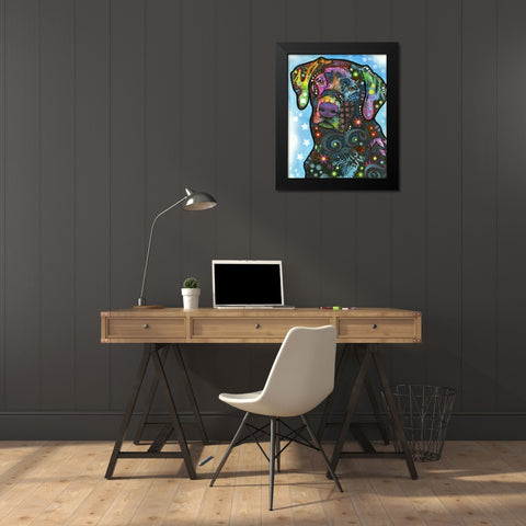 Blue Lab Black Modern Wood Framed Art Print by Dean Russo Collection