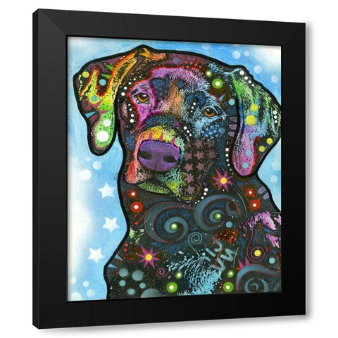 Blue Lab Black Modern Wood Framed Art Print with Double Matting by Dean Russo Collection