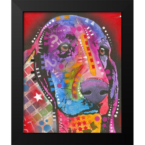 Pantone Pop Basset Hound Black Modern Wood Framed Art Print by Dean Russo Collection