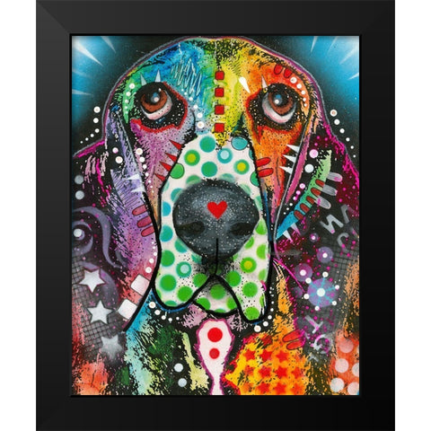 Basset Hound Original Black Modern Wood Framed Art Print by Dean Russo Collection