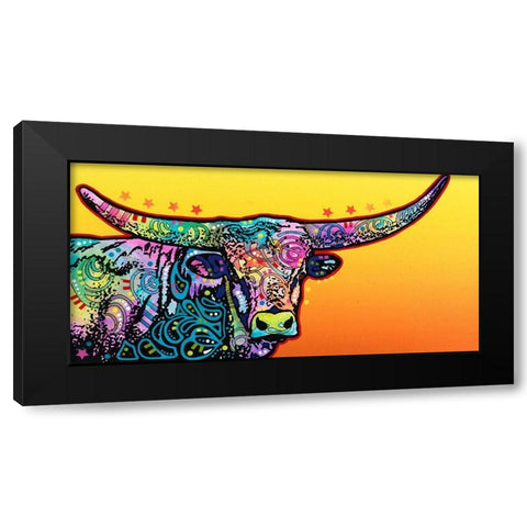 Longhorn Black Modern Wood Framed Art Print with Double Matting by Dean Russo Collection