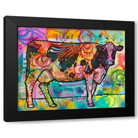 Cow - Mooove Over Rover Black Modern Wood Framed Art Print with Double Matting by Dean Russo Collection