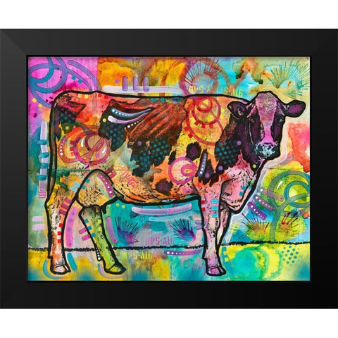 Cow - Mooove Over Rover Black Modern Wood Framed Art Print by Dean Russo Collection