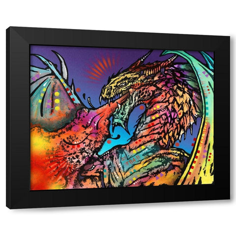 Dragon Fire Black Modern Wood Framed Art Print with Double Matting by Dean Russo Collection