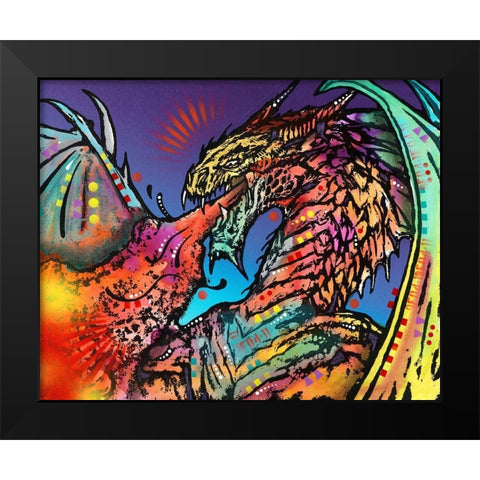 Dragon Fire Black Modern Wood Framed Art Print by Dean Russo Collection