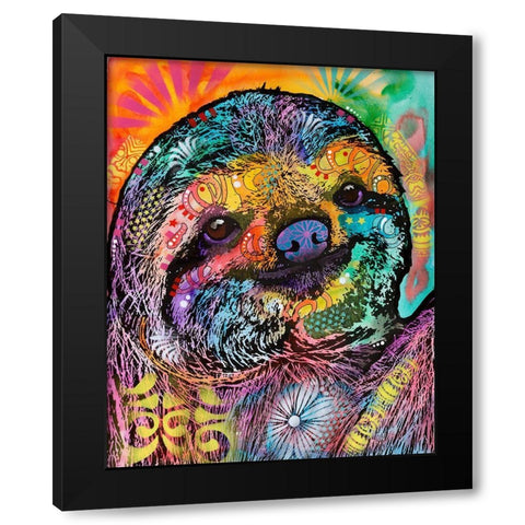 Sloth Smile Black Modern Wood Framed Art Print with Double Matting by Dean Russo Collection