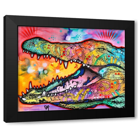 Alligator Black Modern Wood Framed Art Print with Double Matting by Dean Russo Collection