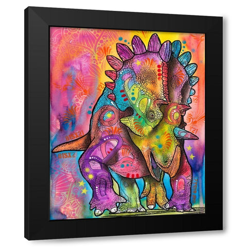 Triceratops Black Modern Wood Framed Art Print with Double Matting by Dean Russo Collection