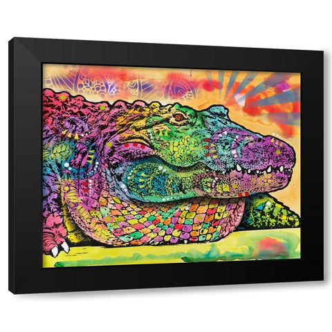 In a While Crocodile Black Modern Wood Framed Art Print with Double Matting by Dean Russo Collection