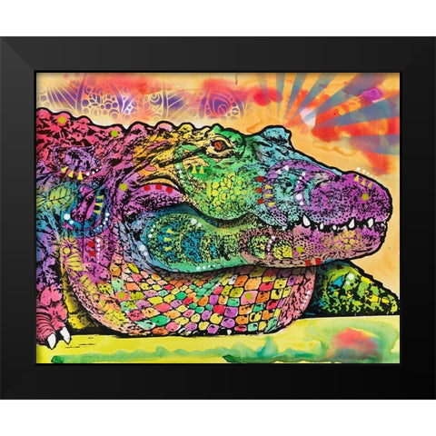 In a While Crocodile Black Modern Wood Framed Art Print by Dean Russo Collection
