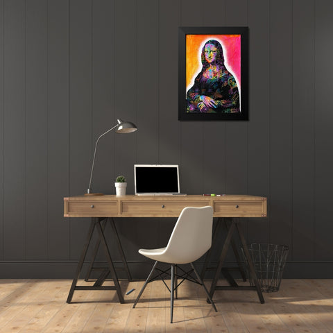 Mona Lisa Peaking Black Modern Wood Framed Art Print by Dean Russo Collection