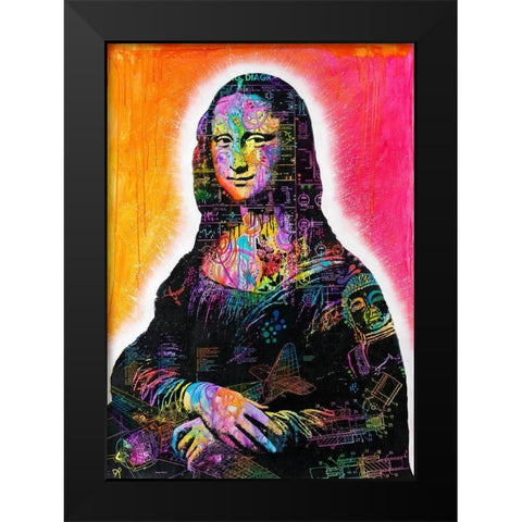 Mona Lisa Peaking Black Modern Wood Framed Art Print by Dean Russo Collection