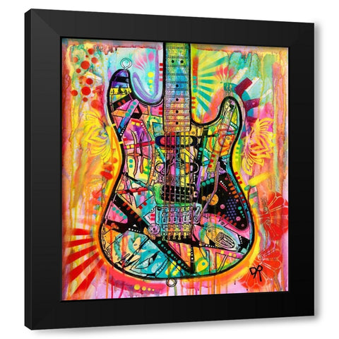 Guitar Black Modern Wood Framed Art Print with Double Matting by Dean Russo Collection