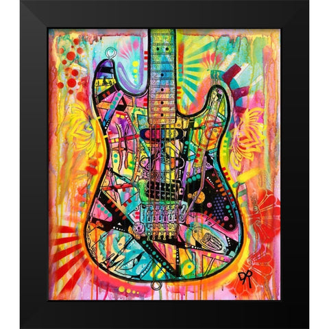 Guitar Black Modern Wood Framed Art Print by Dean Russo Collection