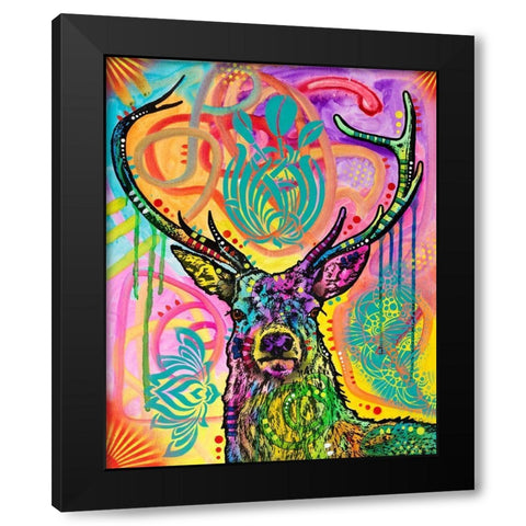 Stag Black Modern Wood Framed Art Print with Double Matting by Dean Russo Collection