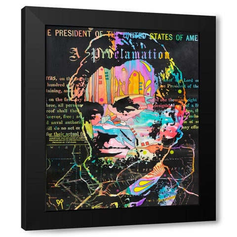 Abes Proclamation Black Modern Wood Framed Art Print by Dean Russo Collection