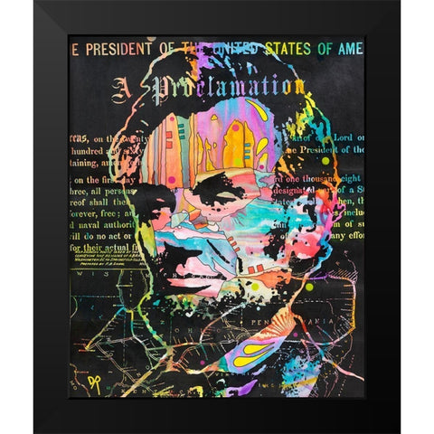 Abes Proclamation Black Modern Wood Framed Art Print by Dean Russo Collection