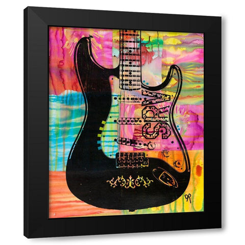 SRV Guitar Black Modern Wood Framed Art Print with Double Matting by Dean Russo Collection