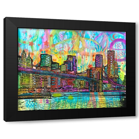 NYC-Brooklyn Bridge Black Modern Wood Framed Art Print with Double Matting by Dean Russo Collection