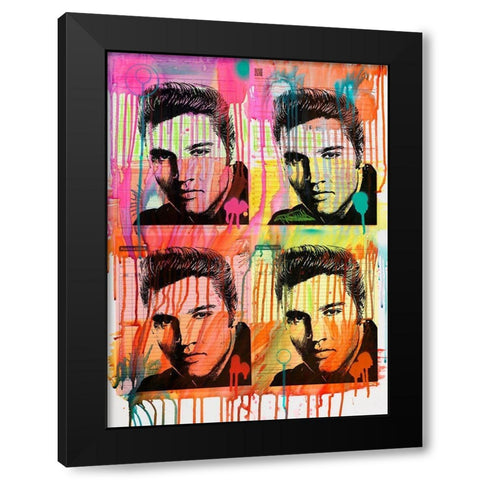 Elvis 4 Black Modern Wood Framed Art Print with Double Matting by Dean Russo Collection