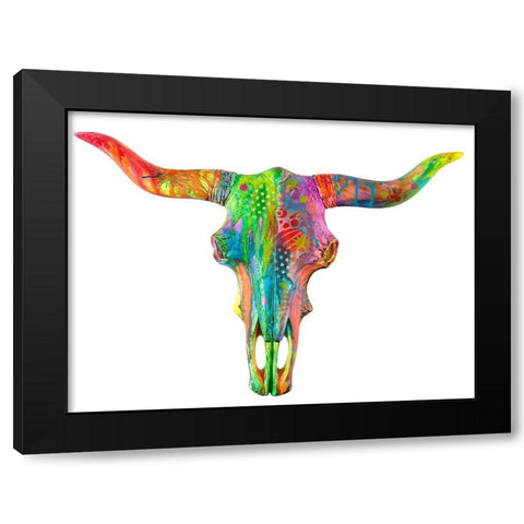 Longhorn Black Modern Wood Framed Art Print with Double Matting by Dean Russo Collection