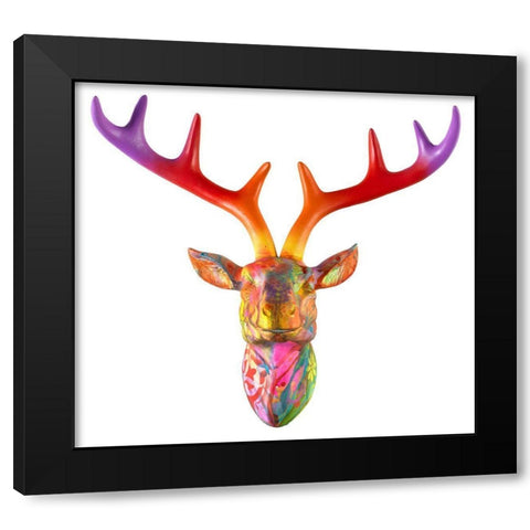 Deer Bust Black Modern Wood Framed Art Print by Dean Russo Collection
