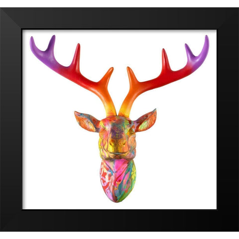 Deer Bust Black Modern Wood Framed Art Print by Dean Russo Collection