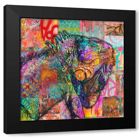 Iguana Black Modern Wood Framed Art Print with Double Matting by Dean Russo Collection