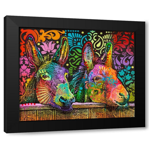 Donkeys Black Modern Wood Framed Art Print by Dean Russo Collection