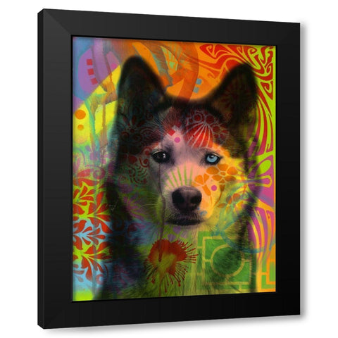 Huskys Eye Black Modern Wood Framed Art Print by Dean Russo Collection