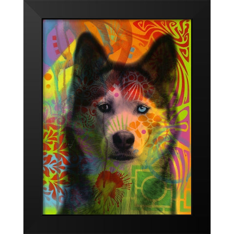 Huskys Eye Black Modern Wood Framed Art Print by Dean Russo Collection