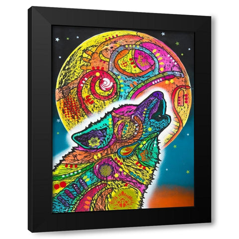 Howling Wolf Black Modern Wood Framed Art Print with Double Matting by Dean Russo Collection