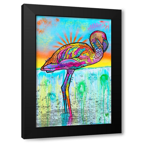 Pink Flamingo Black Modern Wood Framed Art Print with Double Matting by Dean Russo Collection