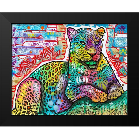 Electric Leopard Black Modern Wood Framed Art Print by Dean Russo Collection