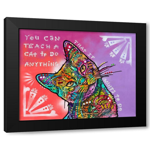 You can teach a cat Black Modern Wood Framed Art Print with Double Matting by Dean Russo Collection