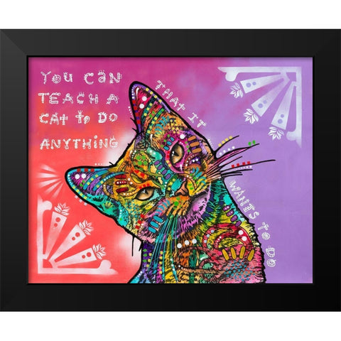 You can teach a cat Black Modern Wood Framed Art Print by Dean Russo Collection