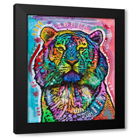Curious Tiger Black Modern Wood Framed Art Print with Double Matting by Dean Russo Collection
