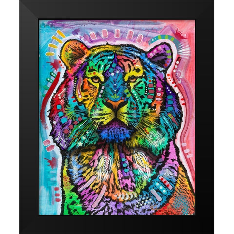 Curious Tiger Black Modern Wood Framed Art Print by Dean Russo Collection