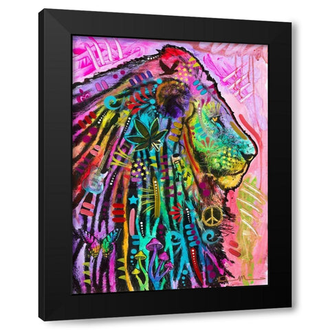 Syco-Delic Lion Black Modern Wood Framed Art Print by Dean Russo Collection