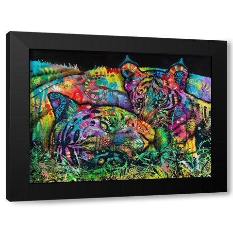 Mama Tiger and Cub Black Modern Wood Framed Art Print by Dean Russo Collection