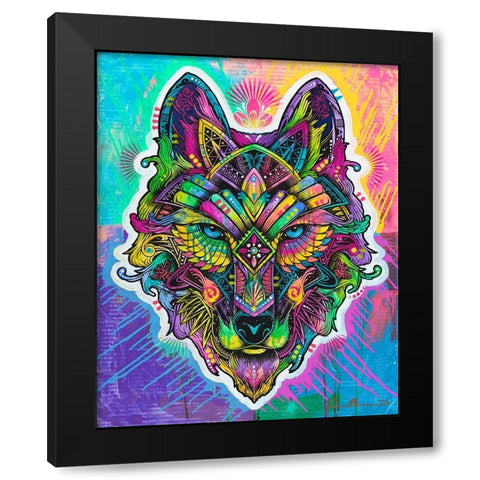 Wolf Shaman Black Modern Wood Framed Art Print by Dean Russo Collection
